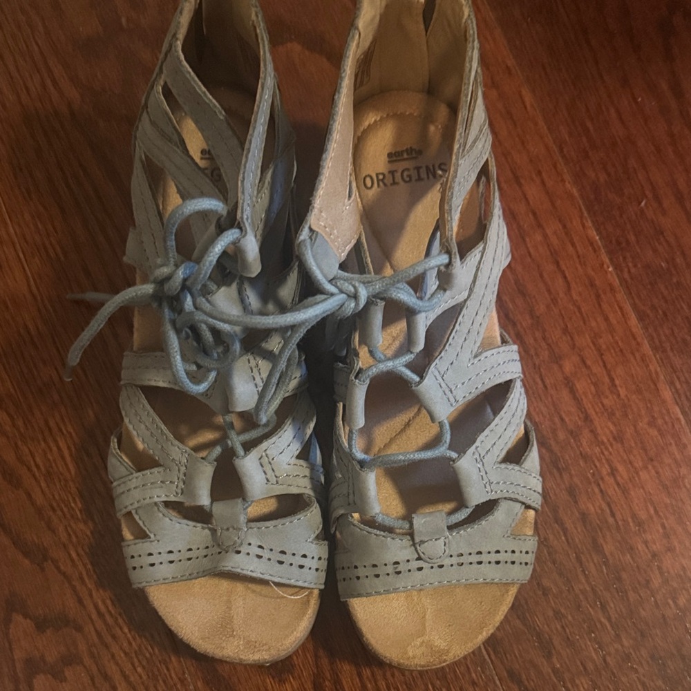 Earth Origins Women's Light Blue Strappy Sandals